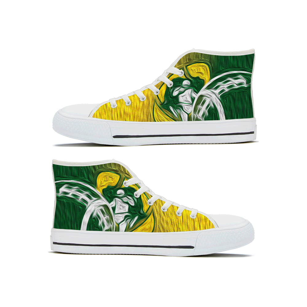 Women's Green Bay Packers High Top Canvas Sneakers 002